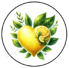 LEMON HEART ENVELOPE SEALS LABELS STICKERS PARTY FAVORS