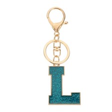 Initial Letter Keychain, A-Z Alphabet Keyring Letter l Metal Key Chain, Blue