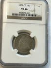 NGC Graded VG 10 1877 CC Seated Liberty Quarter 25C Coin Free Shipping USA