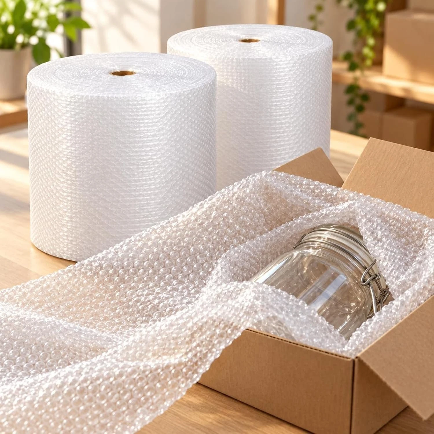1/8" Small Bubble Cushioning Wrap Padding Roll 700'x 12" Wide Perf 12" 700FT - product detail image 4