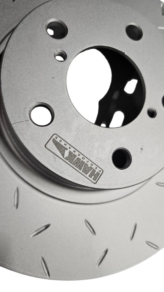 Rotor de freno delantero ranurado Hawk Quiet Slot para Subaru Impreza BRZ Saab 2002-2014 Foto 2 de 4