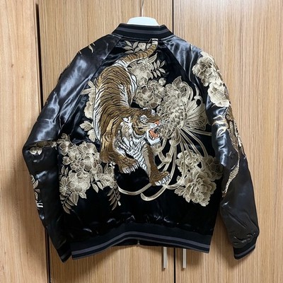 Mens Sukajan Souvenir Jacket Japanese Pattern Embroidery Dragon Tiger Unisex