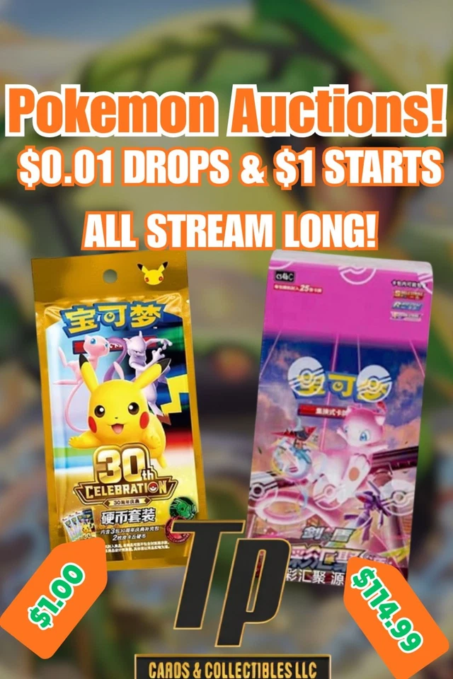 $1 Start Pokemon Auctions | Packs, Bundles, Boxes w/ JC!