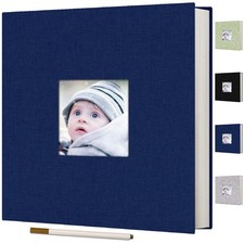Photo Album Self Adhesive Scrapbook for 4x6 5x7 8x10 Pictures Linen Cover Scr...