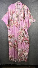 Smithsonian Institution Vintage Style Kimono Robe Pink Floral 100% Cotton Size L