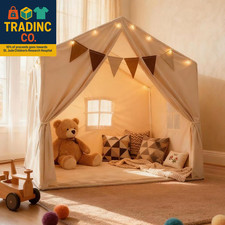 Kids Play Tent, Indoor Playhouse with Mat/Star Lights/Flag - Large 57"X36"X52" P