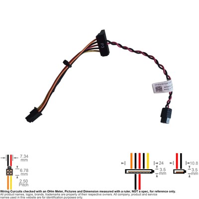 Cable Internal DC Power 4-Pin Mother Board SATA 15-pin Slim CD 6-pin Dell 0J6VJN
