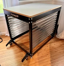 RILEY HOPKINS SINGLE STATION SCREEN PRINTING PRESS CART With PIVOT CASTERS