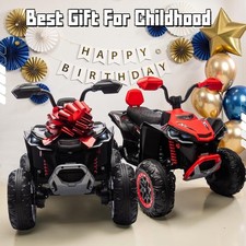 24V 4WD Dual-Seater Children ATV 4 200W JORFLY Ride On Toy Car 7AH Red W/Kneepad