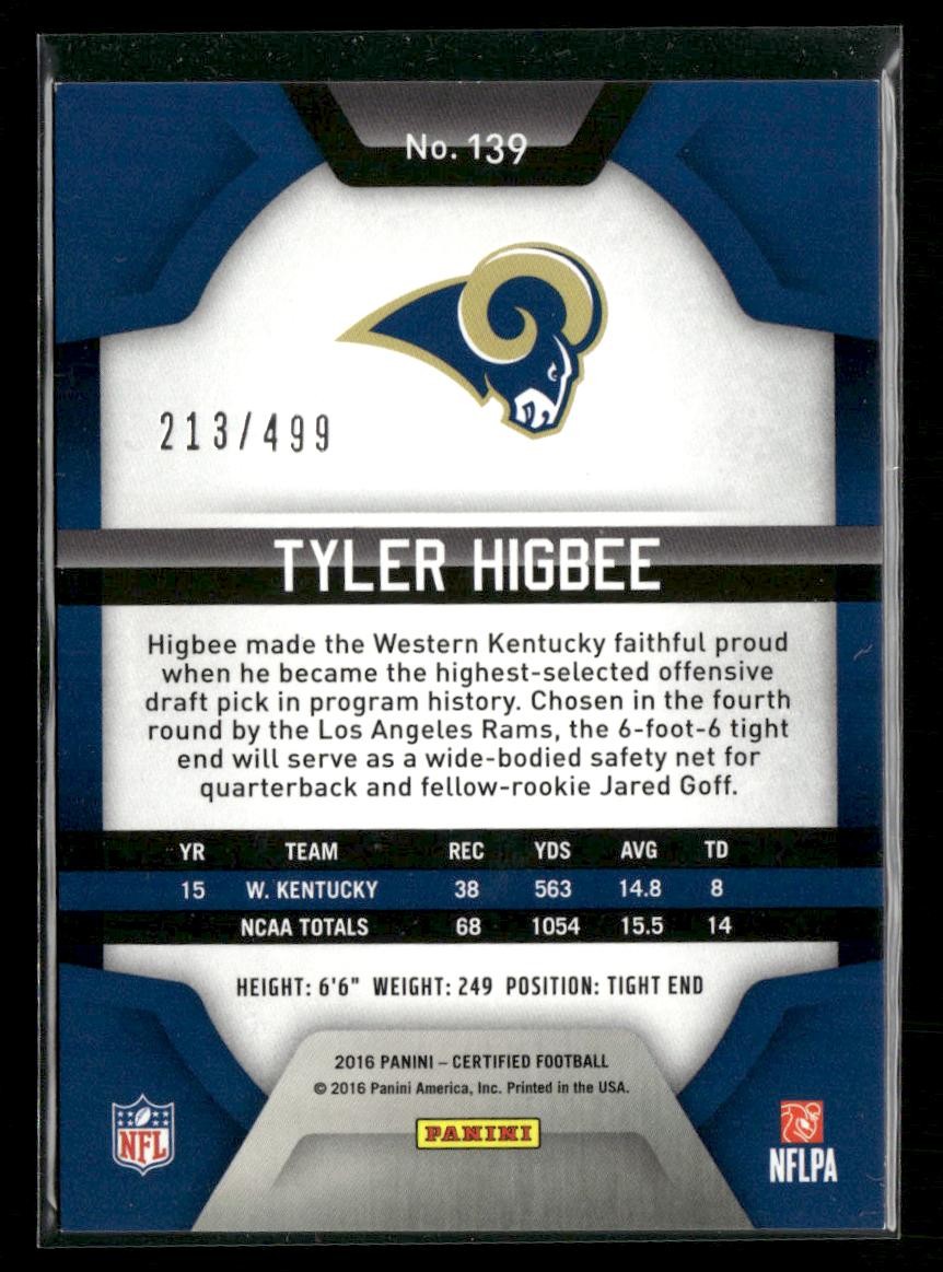 2016 Panini Certified #139 Tyler Higbee Mirror #/499 RC | eBay