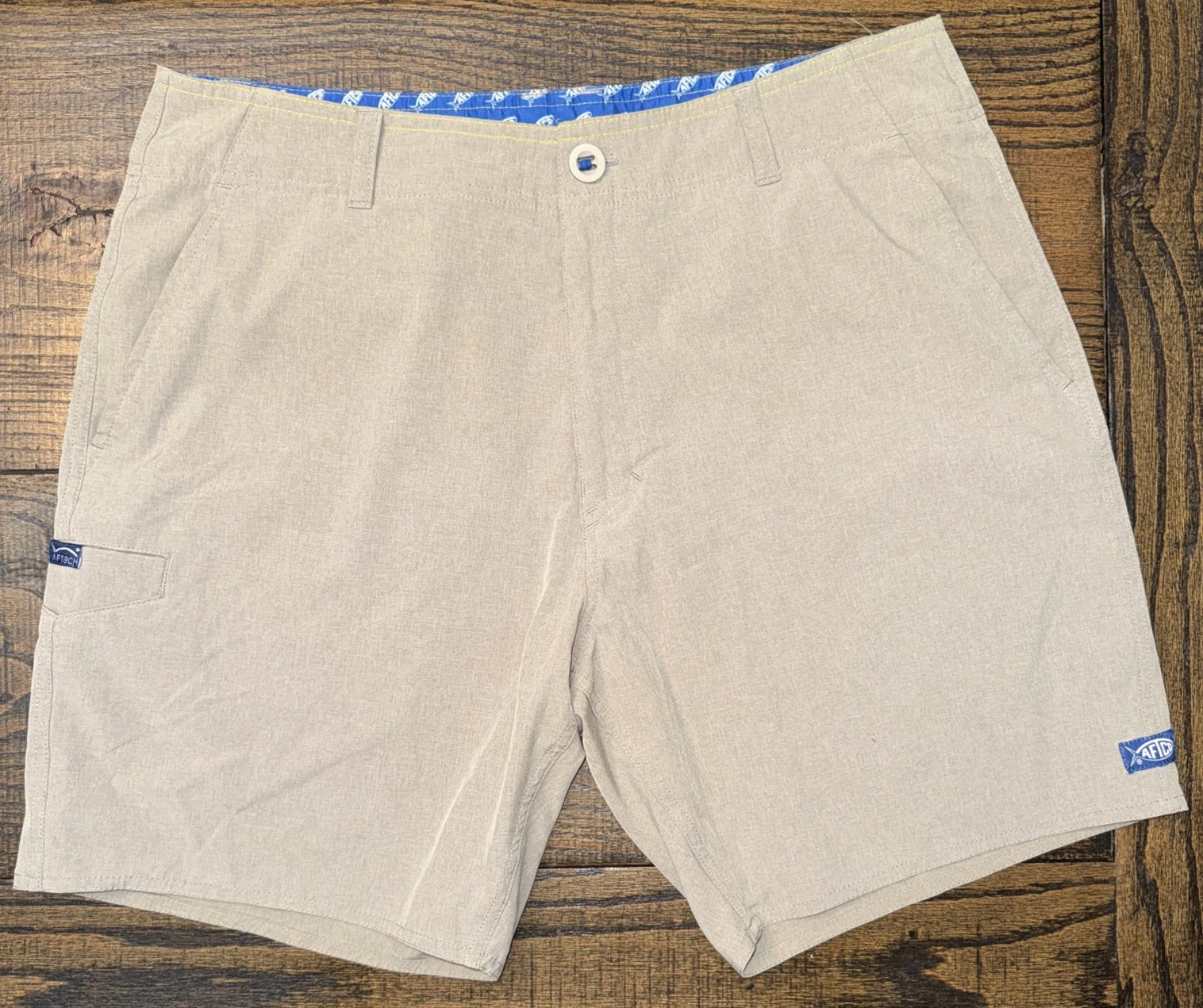 AFTCO Men Shorts Size 32 The Original Fishing Short Stretch Beige AFTeCH B