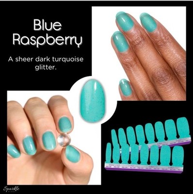 Color Street Nail Polish Strips, Blue Raspberry, Glitter, New In Box, READ!!!