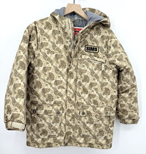 Sims Jacket Boys XL Brown Green Camo Puffer Winter Hood Ski Snow Warm Zip
