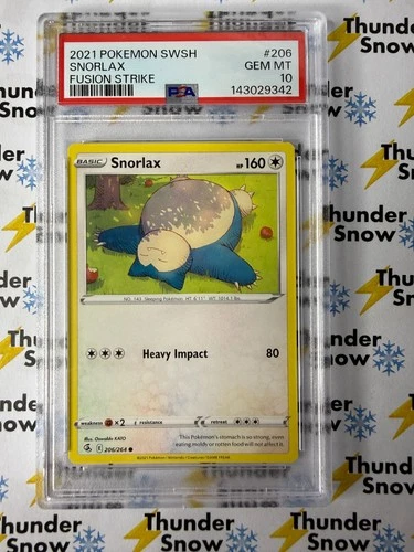 Snorlax Fusion Strike #206 2021 Pokemon PSA 10 ** ONLY POP 20