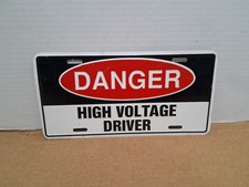 Danger High Voltage Driver Booster License Plate Rat Rod Hot Rod Garage Read