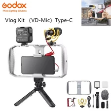 US Godox VK1-UC Mobile Phone Photography Cage with LED Light Phone Holder VD-Mic