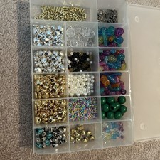 Assorted Lot Of Craft Beads And Case