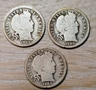 1903-O, l906-S, 1909-D 90% Silver Barber Dime 3 Coin Lot  Grading G or Better
