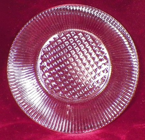 Jeannette Homespun Plate Only 4 Child's Tea Set Crystal Depression Glass - Picture 3 of 3