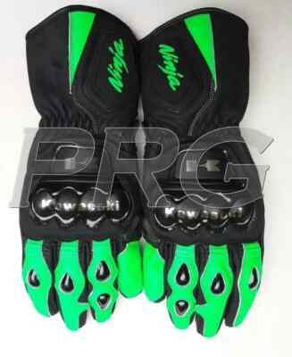 ''Kawasaki Ninja Racing Leather Gloves - Kawasaki Race Gauntlets''