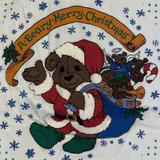 Vintage 80's  A BEARY MERRY CHRISTMAS  White Carousel Collection T-Shirt