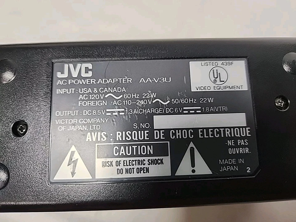 Cargador de batería original OEM JVC AA-V3U para videocámara JVC - ¡Probado! Foto 4 de 4