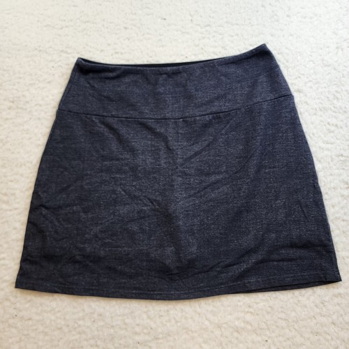 Teez-Her Short Skort Skirt L Navy Blue Active Pull On Wide Waist Band Summer