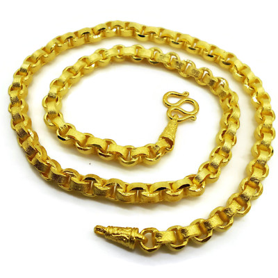 7 MM Men's Chain 22K 23K 24K Thai Baht Yellow Gold Plated Necklace 27'' Jewelry 