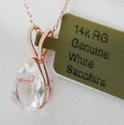GENUINE 1.95 Cts WHITE SAPPHIRE PENDANT 14K ROSE GOLD - Free Appraisal  - NWT — photo 2