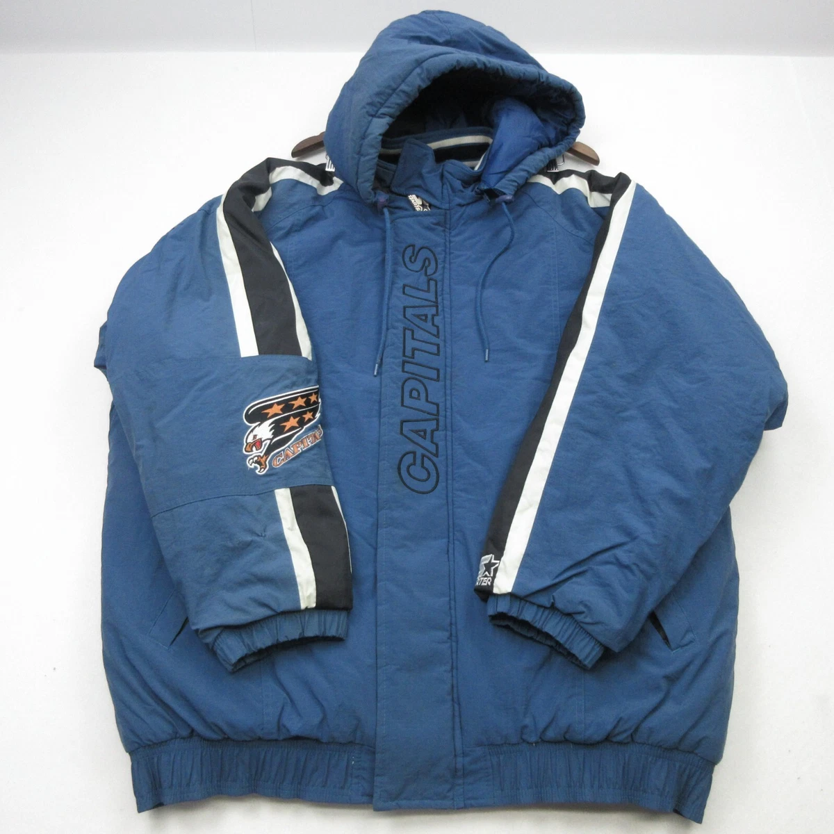 VINTAGE Starter Jacket Adult XXL Washington Capitals Blue Puffer