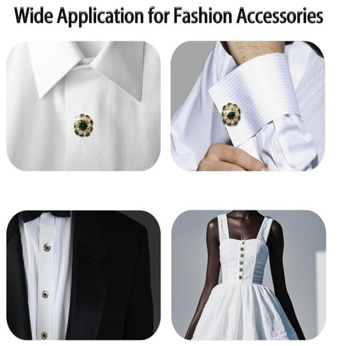 2PCS Rhinestone Flower Cufflinksble for Shirt Tuxedo Accessories - Picture 9 of 17