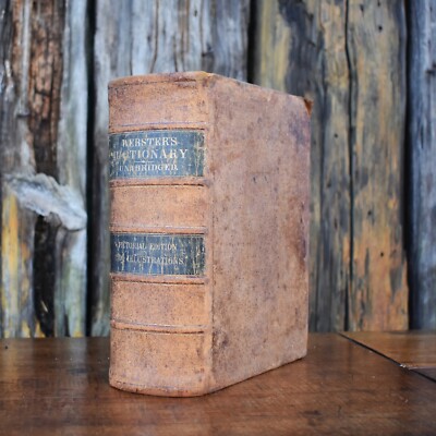 Antikes 1861 Noah Webster amerikanisches Wörterbuch Die englische Sprache Lederbuch
