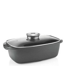 Guzzini, Rostiera Alta Con Coperchio Cook&Space Nero, Alluminio