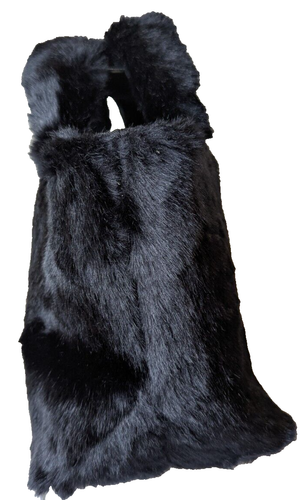 Faux Black Fur Top Handle Handbag with Gold Bow | GC - Picture 5 of 9