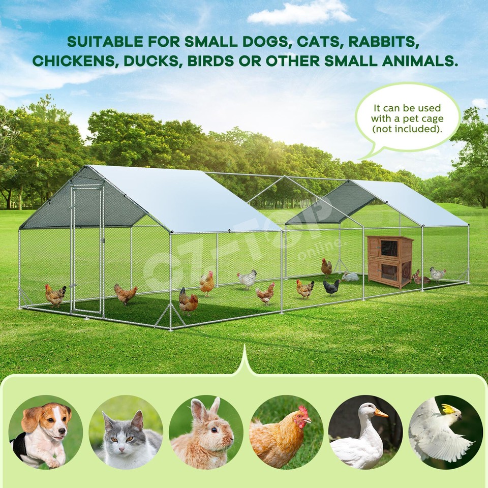 Chicken Coop Dog Pet Enclosure Rabbit Hutch Run Walk In Chook Pen Cage