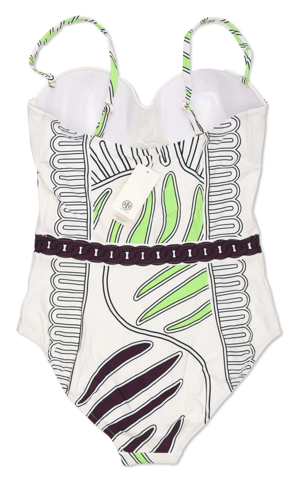 Maiô Tory Burch feminino estampado com aro marfim cachecol zebra tamanho L 307013 - Imagem 2 de 2