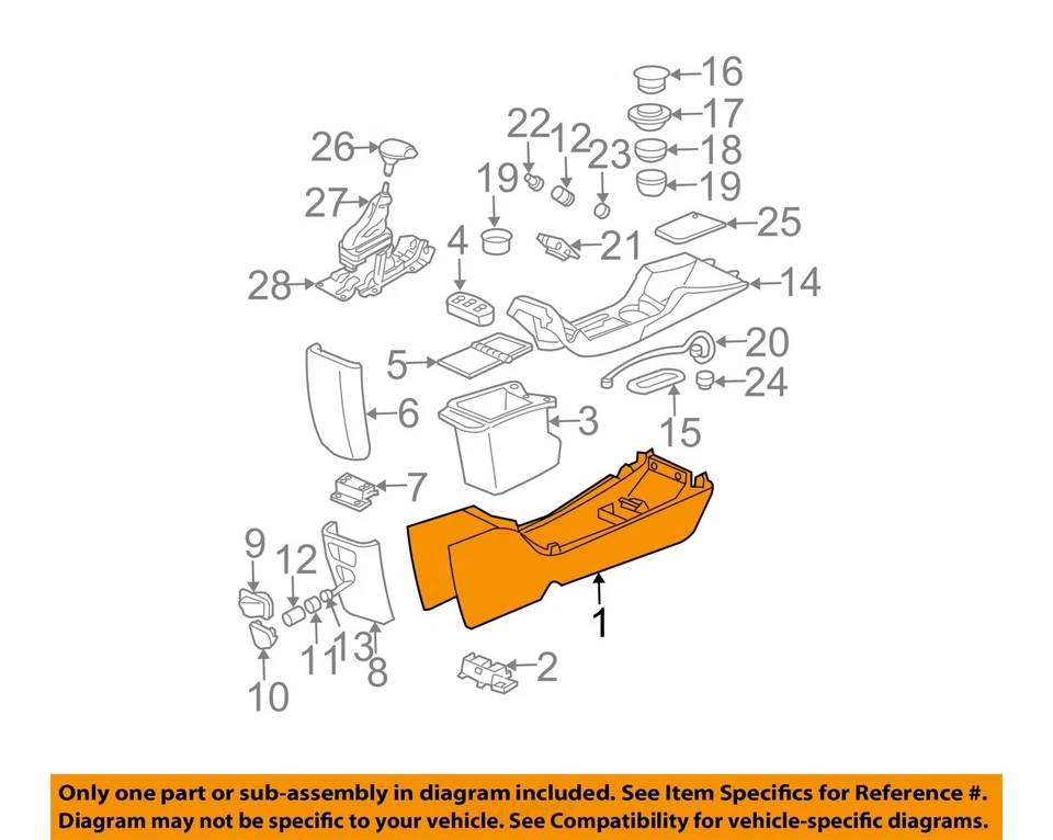 Used Front Lower Center Console fits: 2003 Chevrolet Monte carlo floor Front Low Foto 3 de 4