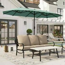 13ft Patio Umbrella Double-Sided Twin Outdoor Large Market Umbrella Mint Green