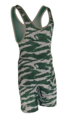 Matman Funky Camo Wrestling Singlet - Green/Silver
