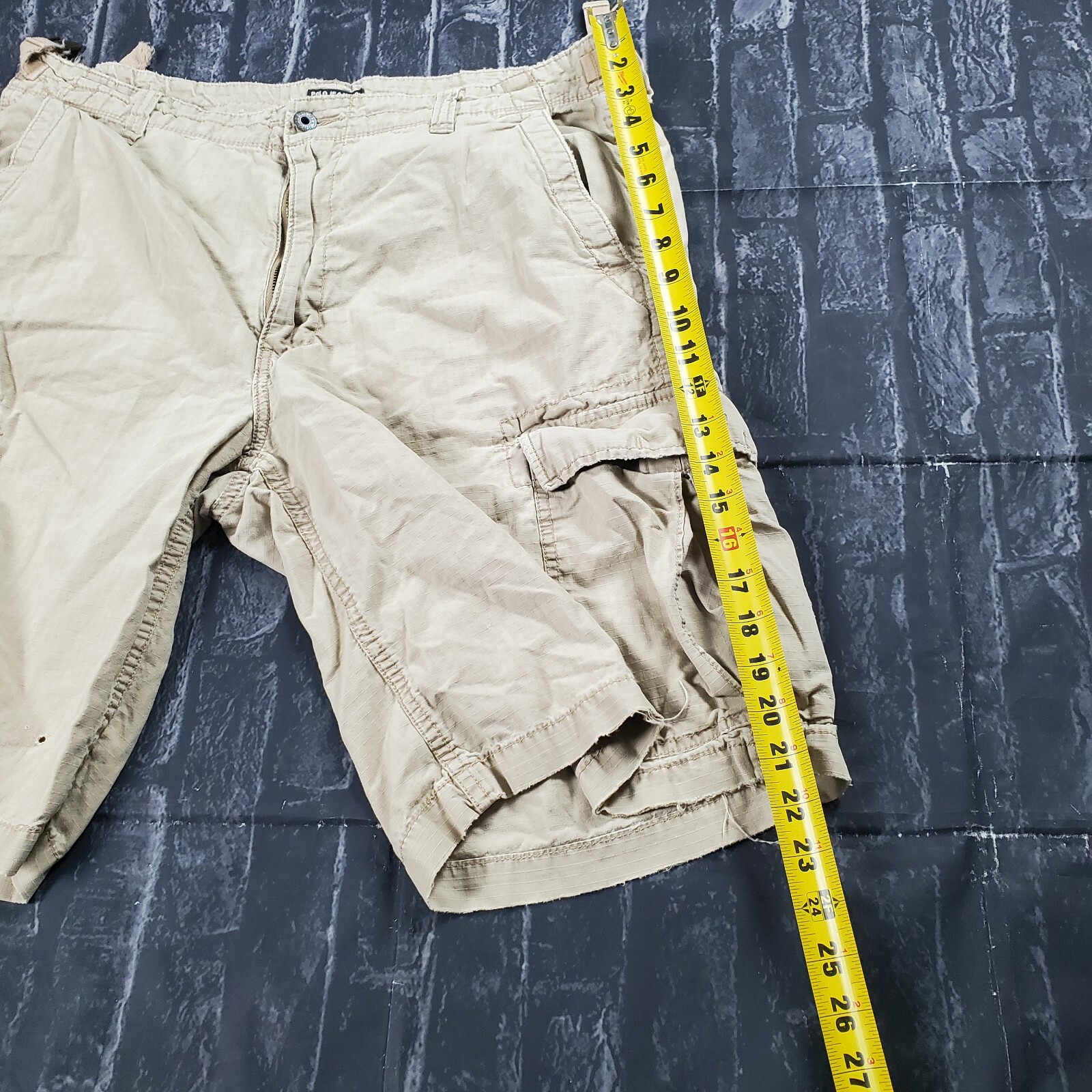 VTG Polo Ralph Lauren Military Paratroop Flight Cargo Shorts Khaki Tan • Size 36 thumbnail 4