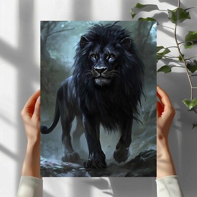 Schwarzer Löwe Premium Poster Schöne Wanddeko Dekoration in 40X30 cm