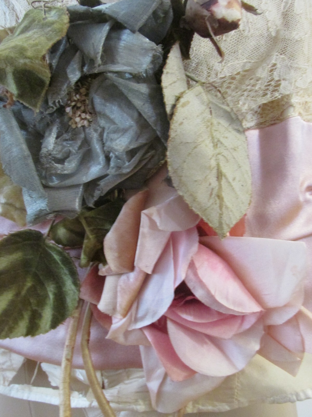 ANTIQUE VICTORIAN EDWARDIAN FRENCH SILK & LACE BODICE FESTOONED W