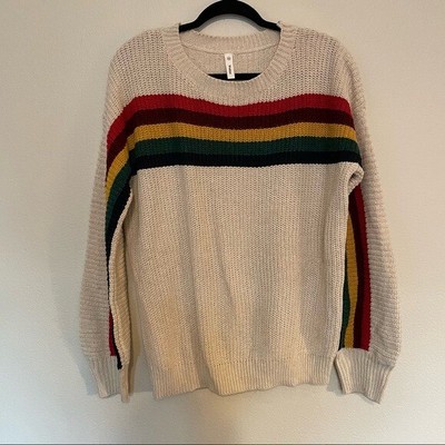 Wishlist rainbow striped cream sweater 