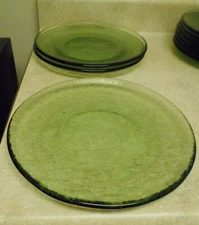 Fire And Light Recycled Glass 11" Dinner plate Olive Green 3 available