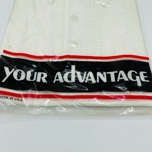 70s New Old Stock Men's Your Advantage Shirt Sleeve Shirt White Eyelet Large - Picture 2 of 5