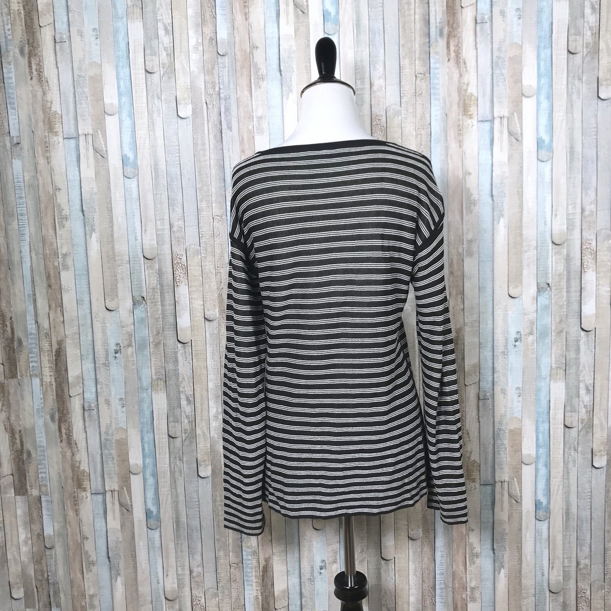 T Alexander Wang S Black White Striped Yarn Knit Pullover Sweater