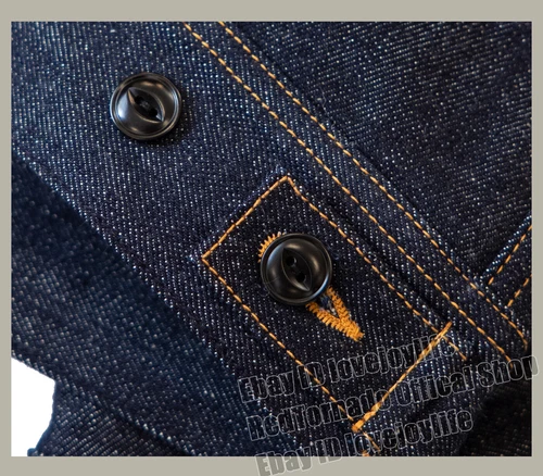 Red Tornado Men Jean Jacket Wool Blanket Lined 18oz Raw Selvedge Denim Coat - Picture 19 of 29