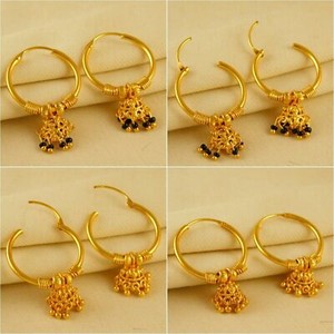 earrings gold hoop plated bollywood traditional indian jewelry