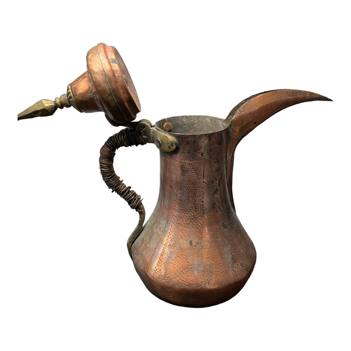 Antique Beduin Middle Eastern Copper Brass Dallah Coffee Pot 19th