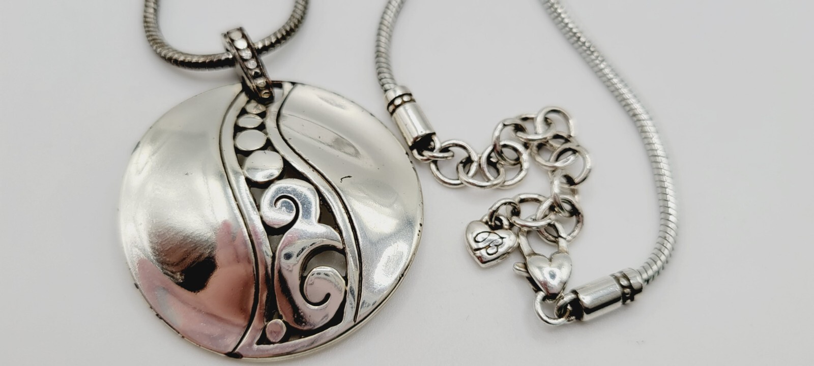 Brighton Necklace Circle Pendant with Filigree Sw… - image 1